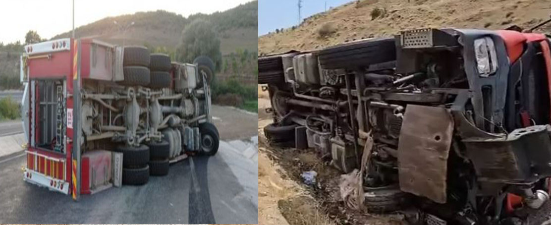 Yangına Giden İtfaiye Aracı Devrildi!