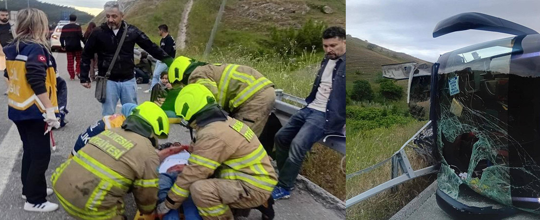 Yolcu Otobüsü Kontrolden Çıktı! Çok Sayıda Yaralı Var!